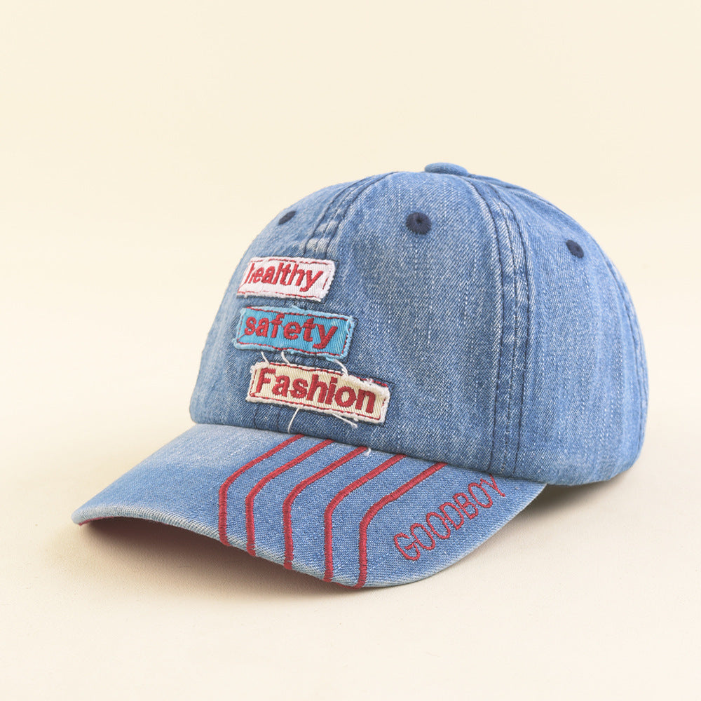 Wholesale Denim Soft Top English Label Children's Peaked Cap